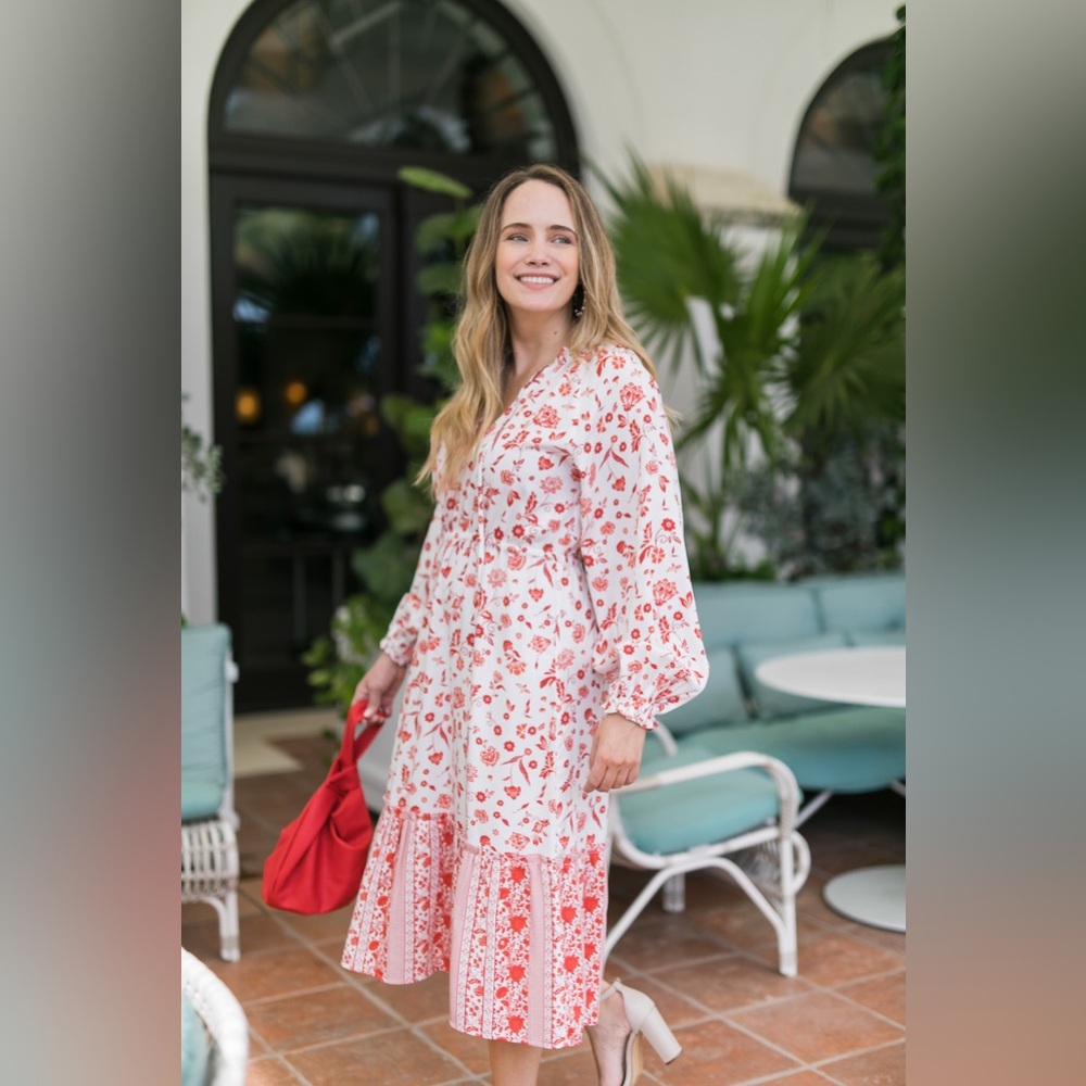 The Drop x Grace Atwood Red/White Floral Midi Dress